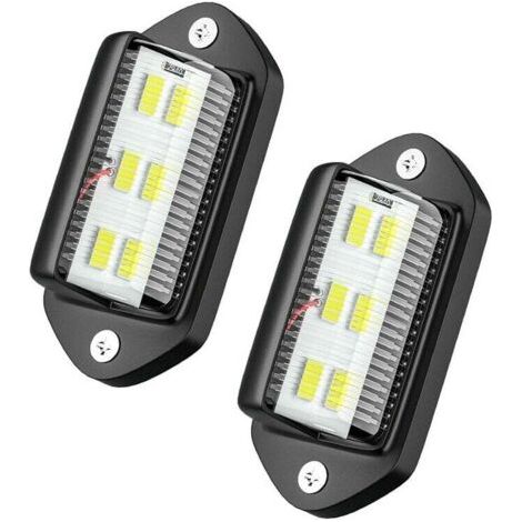 2PCS LED Eclairage Plaque Immatriculation étanche 6 SMD LED Feux Arrière Lampe de Plaque d’Immatriculation pour 12V/ 24V Camion Camionnette Remorque Voiture Véhicule Caravane