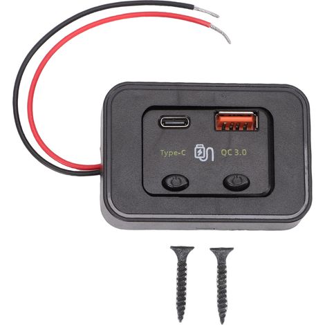 Prise USB 12V 24V RV, panneau de chargeur de voiture, double Port QC3.0 Type C, charge rapide pour bateau marin, ATV (1/5)