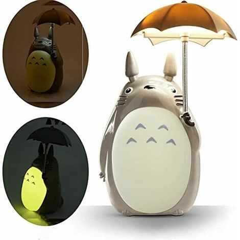 Totoro LED-Nachtlicht für Kinder, USB-aufladbare Leselampe, Cartoon, niedliches Tier, Zimmerdekoration für Jungen und Mädchen (1/5)