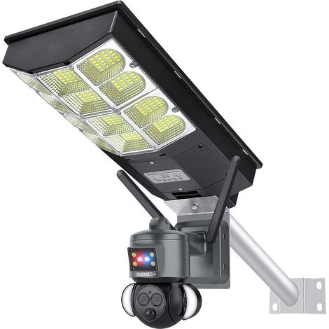 Caméra de Surveillance Solaire WiFi Sans Fil 2 en 1, Lampadaire LED Intégré Extérieur 6MP Ultra HD, Vision Nocturne Couleur, Zoom 12x, Détection de Mouvement, Alarme, Contrôle Smartphone (1/5)