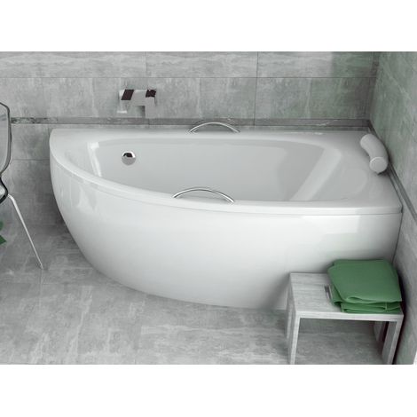Baignoire Bain d'angle 150x70 Droite avec tablier en acrylique, Siphon de bain et pieds (support) - Set 4en1 - Fabriqué en UE - BADLAND MILENA