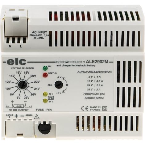 Alimentation pour rail DIN ELC, série ALE, 5V c.c. 4 A (max 60W), 230V c.a., 60W (1/5)