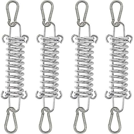 4 Stück Zugfeder Spannfeder Sonnensegel Befestigung Sprungfeder Stahlfeder Federschnalle mit 8 Stück Karabiner für Campingzelt Sonnensegel Markise (1/5)