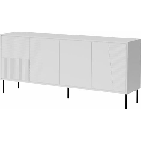 Buffet Charlotte 208, Blanc, 87x200cm, Le nombre de portes: 045cm, Stratifié, MDF (1/4)