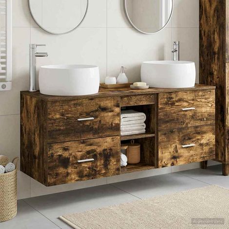 vidaXL Bathroom Furniture Set 3 pcs Smoked Oak 49.5 x 44.5 x 66 cm (1/5)