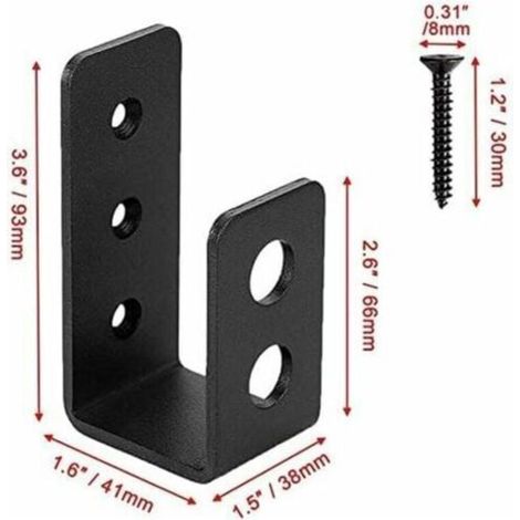Paquet de 2 supports de porte en acier robuste pour portes 2x4, barre de sécurité en forme de U (1/3)