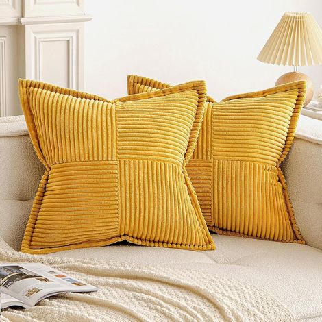 Ensemble de deux taies d'oreiller en velours côtelé ultra-doux, 40 x 40 cm, housses de coussin décoratives à rayures pour canapé, convenant aux salons, bureaux, chambres, etc., décoration intérieure,