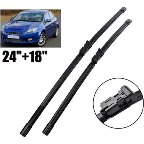 Balai Essuie-Glace Avant - 60 cm + 55 cm - Pour Fiat Bravo 2007 à 2013 - Lot de 2 (1/5)