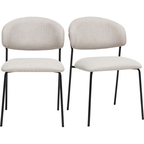 Sedie in tessuto effetto velluto beige testurizzato e metallo nero (set di 2) BENTA
