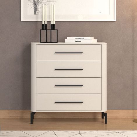 Cassettiera Mogoro, 4 Cassetti, Apertura Scorrevole, Chiusura Scorrevole, 90x40x94h cm Bianco (1/5)