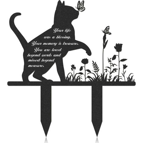 Plaque commémorative pour animaux de compagnie, piquet de jardin en métal pour chat, monument funéraire extérieur pour cimetière (1/5)