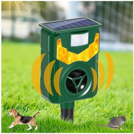 Ultraschall-, solarbetriebenes Katzen- und Vogelabwehrgerät, USB-aufladbar, wasserdicht. Ideal für Katzen und Tauben. (1/5)