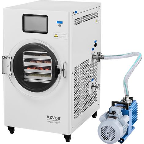 Lyophilisateur sous Vide 4-6 kg/Lot, Machine de Lyophilisation Alimentaire à 4 Couches, Pompe à Vide, Minuterie et Contrôle de la Température Réglable , pour Fruits, Légumes, Viande, Blanc (1/5)