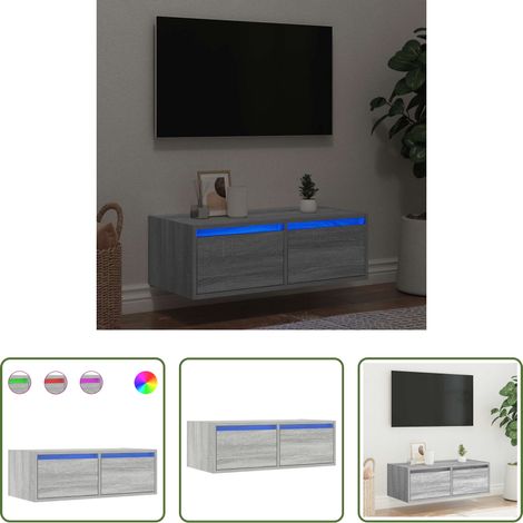LED-Leuchten - TV-Schrank mit LED-Leuchten Grau Sonoma 75x35,5x25 cm (1/5)