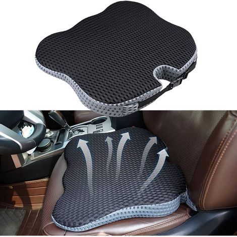 Cuscino per sedile auto, cuscino ortopedico, sollievo per gambe e glutei, ideale per persone di bassa statura che guidano, in memory foam ergonomico.