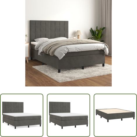 Samtbett - Boxspringbett mit Matratze Dunkelgrau 140x200 cm Samt (1/5)