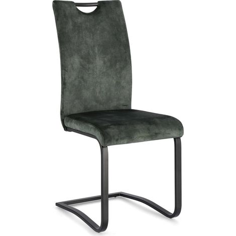 Sedia Kenneth con gambe in acciaio verniciato a polvere epossidica, per arredo interno 42 x 56 x h 102 cm -Verde Scuro / Confezione da 2 pezzi (1/5)