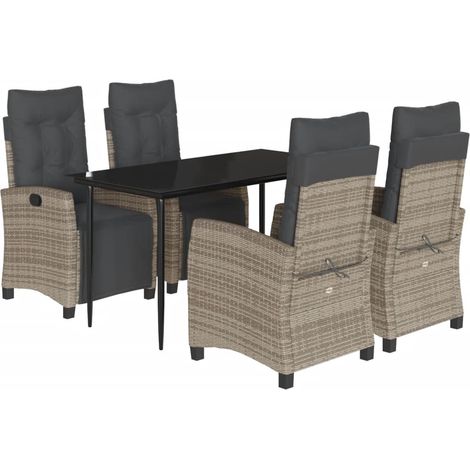 Maison Exclusive - 5-tlg. Garten-Essgruppe mit Kissen Grau Poly R
