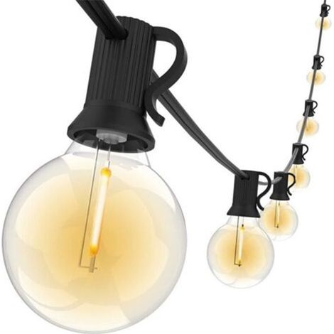 Guirlande extérieure 15M G40 25+1 LED -Nosheir- Blanc chaud, raccordable - Jardin/fête/terrasse/Noël (1/4)