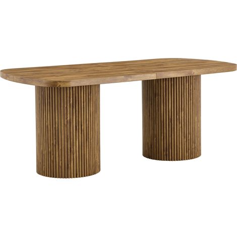Mesa de comedor ovalada 180 x 90 cm en MDF efecto madera con base acanalada (1/5)