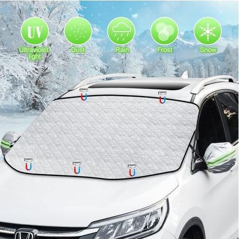 TAISHENGDA Auto-Windschutzscheibenabdeckung, Frostschutzfolie mit Magnetverschluss, universelle Auto-Windschutzscheibenabdeckung, Schutz vor Frost, Schnee, Eis, Regen und Sonne, 147 x 120 cm (1/5)