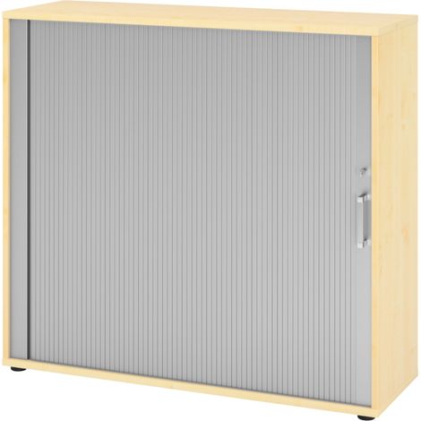 bümö Rollladenschrank office - 3 Ordnerhöhen   Ahorn/Silber (1/5)