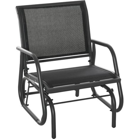 Fauteuil à bascule, chaise de jardin en métal, fauteuil à bascule avec dossier, balancelle de jardin, capacité de charge jusqu'à 120 kg, chaise de détente extérieure pour balcon, jardin, terrasse, no