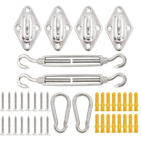 Edelstahl-Hardware-Kit, 8 mm Sonnensegel-Markisenzubehör, Spannschloss, Ösen-Karabinerhaken, Hakenschraube (1/5)