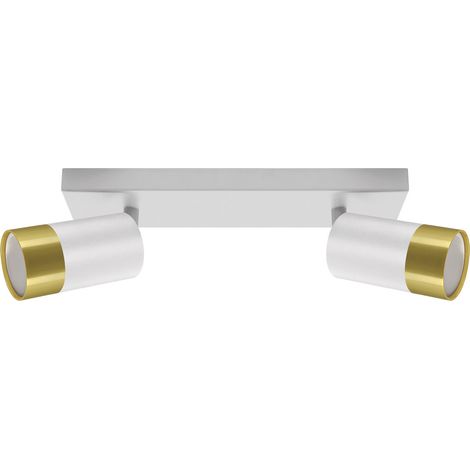 Applique-plafonnier moderne PUZON Struhm 2 spots GU10 blanc et or aluminium IP20 (1/2)