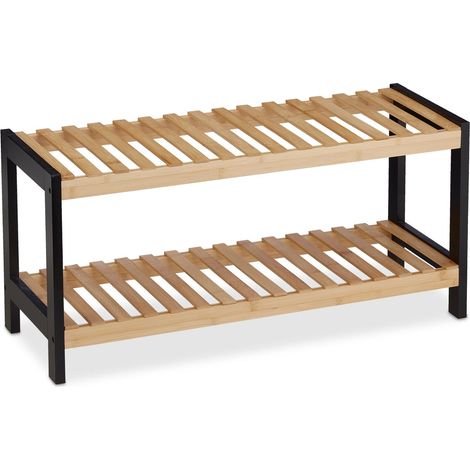 Scarpiera moderna per corridoio e ingresso 93 x 60 x 30 cm accesso facile design bicolore in bamboo marrone 130011715
