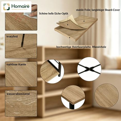 Bücherregal aus Stahl, Verbundholz oder beigem Holz 90 x 40 x 83,5 cm HOMAIRE (1/5)
