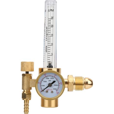 Regulador de gas argón, adaptador regulador de soldadura totalmente de latón con medidor de flujo, regulador de caudalímetro para MIG/TIG con rosca macho G5/8 para argón, CO2 y gas, con rosca macho. (1/5)