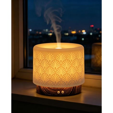 Aroma-Diffusor – Ultraschall-Diffusor mit Luftbefeuchter aus Keramik und Bambus, Wellness-Licht, Timer, automatischer Abschaltung, BPA-frei, leiser Betrieb 25 (1/5)