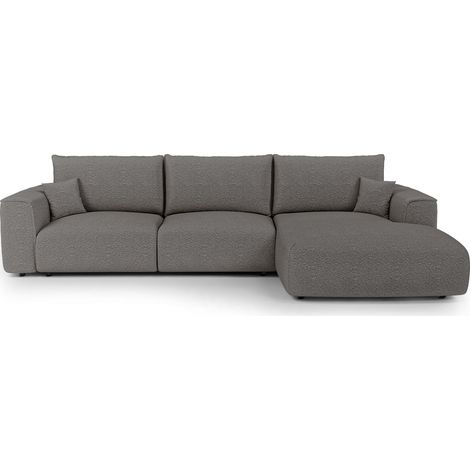 Canapé d'angle droit convertible express 5 places en tissu bouclette gris graphite COMO (1/5)