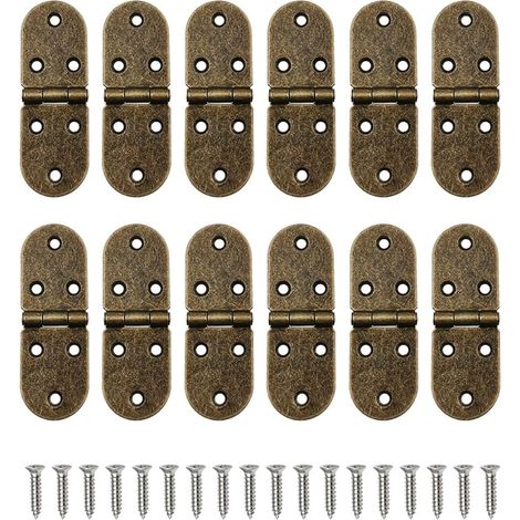 12 Pièces Charniere Porte, Charniere Porte Placard pour Bois, Fenêtre, Table Pliante, Armoires, Portes de Cuisine et D'armoire (Couleur Laiton)