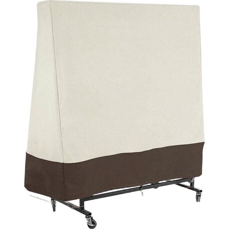 Housse de table d'extérieur résistante aux déchirures, imperméable et coupe-vent, protection imperméable pour tables de ping-pong, beige et café - Version standard, 185 x 70 x 165 cm (1/5)