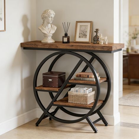 Table d’appoint 4 niveaux pour entrée ou salon, console style unique, support TV (table uniquement)