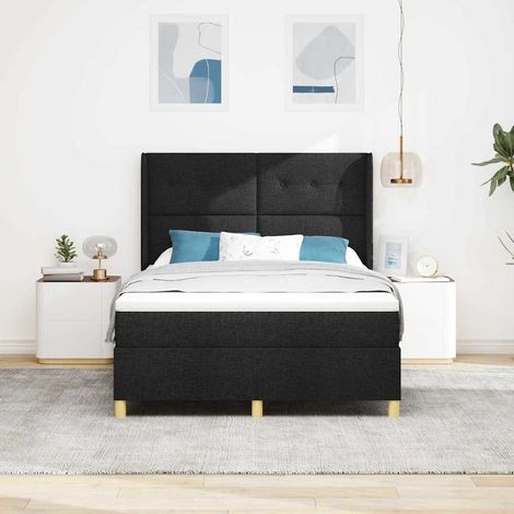 Cama tipo Box Spring con colchón Negro 160 x 200 cm tela