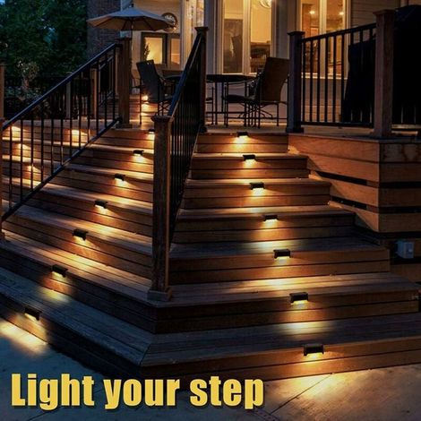 Set mit 16 wasserdichten LED-Solar-Treppenleuchten für den Außenbereich – geeignet für Treppen, Stufen, Zäune, Gärten, Terrassen, Dachrinnen, Wege und als Dekoration – warmweißes Licht (1/5)