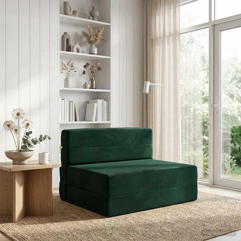 Sofá Cama Plegable Verde oscuro 190 x 100 x 15 cm Terciopelo