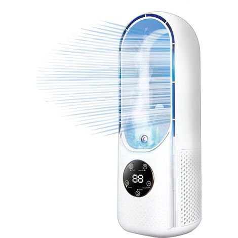 Climatiseur Portable, Climatiseur Mobile Silencieux, Refroidisseur d'air de 600 ml, Rafraichisseur d'air, 6 Vitesses, 2 Modes de Brumisation, Ventilateur Sans Pales, Plus Sûr (Blanc) (1/5)
