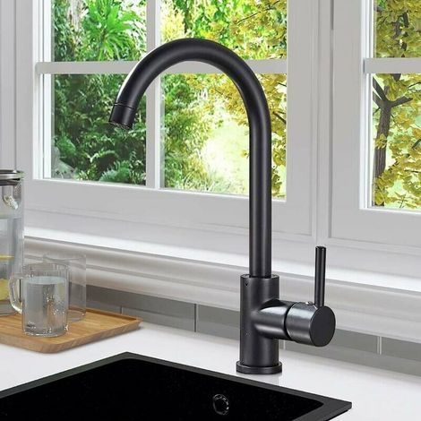 Kitchen Faucet, Black Kitchen Mixers, Low Pressure Kitchen Faucet, Single Handle Mixer, 360 ° Swivel Kitchen Faucet, Single Lever Sink Faucet (1/5)