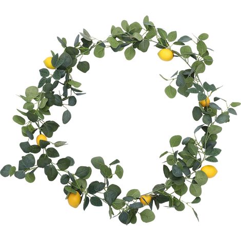 Künstliche Zitronengirlande mit grünen Eukalyptusblättern – Frühlings- und Sommerdeko zum Aufhängen, für Tür, Wand und Partys (1/5)