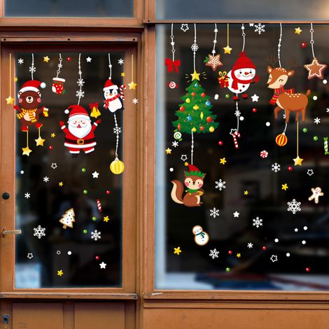 Autocollants de Noël pour fenêtres, 9 feuilles autocollantes double face, autocollants de Noël réutilisables, décorations de Noël pour fenêtres (1/3)