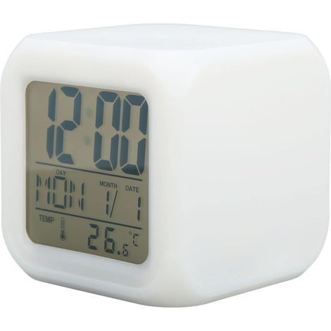 reveil educatif,Réveil numérique pour enfants, horloge de chevet pour enfants avec veilleuse 7 couleurs, détection de température pour tout-petits, enfants garçons et filles, étudiants, 7 enfan (1/5)