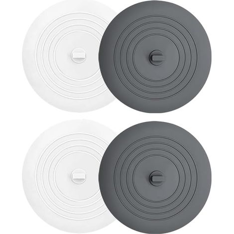 Silicone Sink Plugs, Set of 4, Waterproof (White + Gray) (1/5)