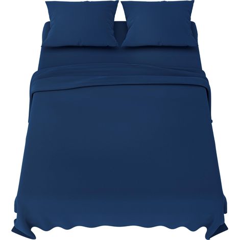 Parure de Lit 180x200 cm Bleu Foncé Microfibre Douce (1/5)