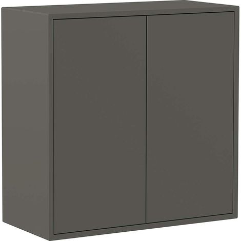 Iconico Home QBE Cubo da parete, 1 ripiano, con 2 ante apertura a pressione, Ingresso, Soggiorno, Camera da letto, Cameretta ragazzi, Studio, 75x35xh75 cm, Grigio scuro (1/5)