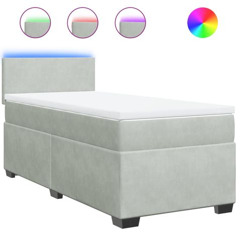 Maison Exclusive - Cama box spring con colchón terciopelo gris cl (1/5)
