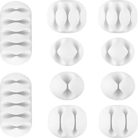 Attache De Câble - Adhésif Acrylique Renforcé - Pour Bureau Ordinateur Souris TV Tablettes - Lot De 10 (1/5)